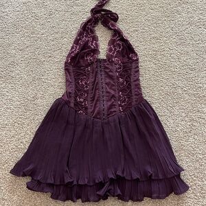 Outcast Tie Halter Mini Corset Dress